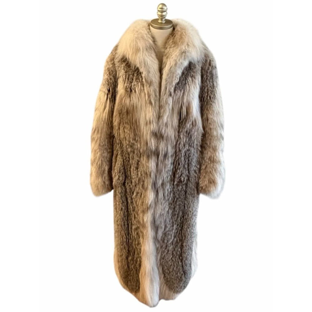 Vintage Womens Natural Canadian Lynx Fur Coat Size M Genuine Luxury